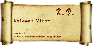 Kelemen Vidor névjegykártya